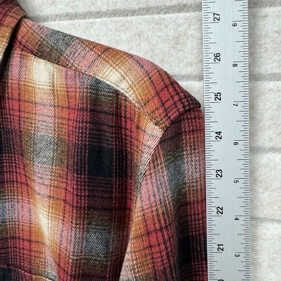 NWT Tailor Vintage Long Sleeve Plaid Shirt Orange Black Casual Men’s Small - Picture 4 of 10